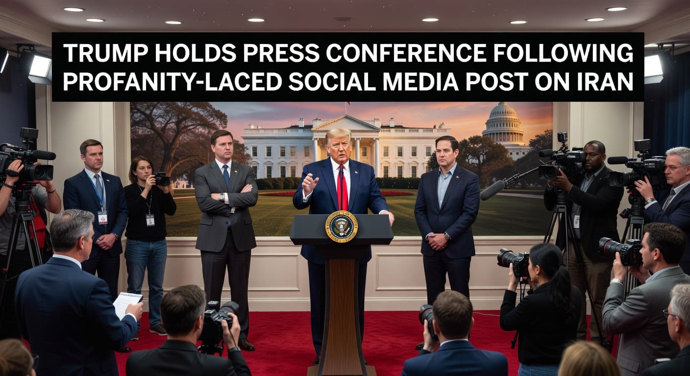 Trump holds s press conference after profanity-laced post on Iran